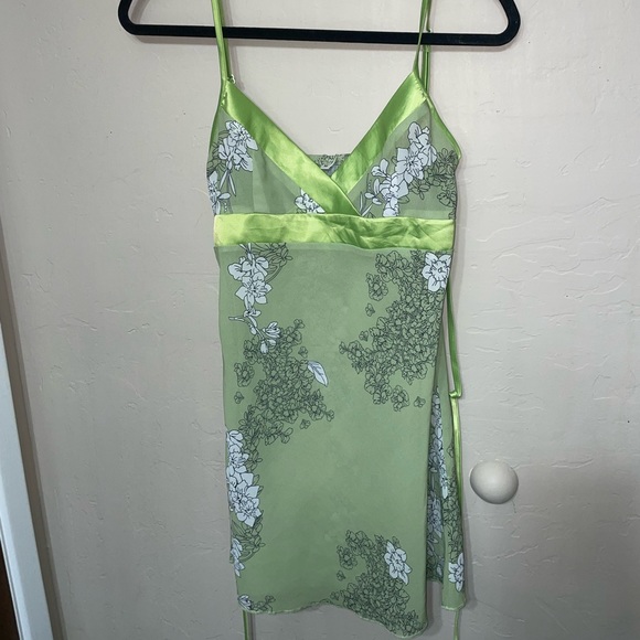 Other - Floral green sheer slip dress